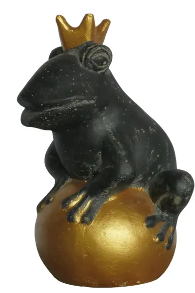 Product image 9 of the product “Frog Prince sitting on ball, approx. 30cm height, cast stone, hollow, handcrafted & coloured ”